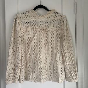 Madewell cream ruffle necktie on back blouse